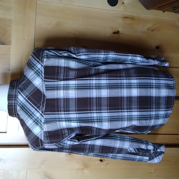 Various Artists Men's Button Down Shirt Brown Plaid size L Chest Pockets Cotton - Picture 2 of 11